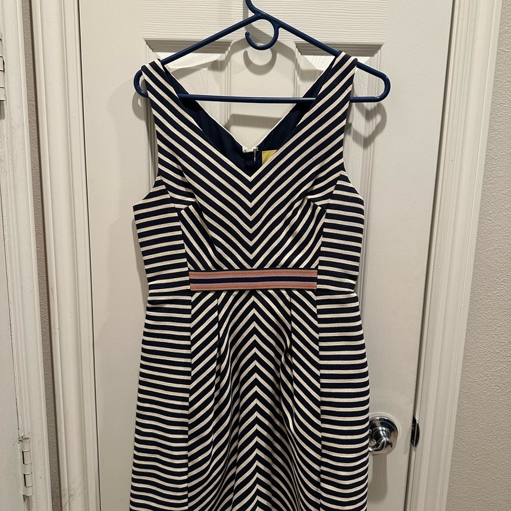 Maeve Navy and White Striped Dress